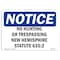 Signmission OSHA Notice Sign, 3.5" Height, 5" Width, New Hampshire No Hunting Or Trespassing Sign, Landscape OS-NS-D-35-L-14327 - alternate 1